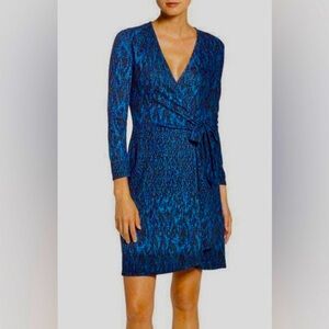 BCBGMaxAzria Vibrant Blue Patterned Adele Knit Wrap Dress